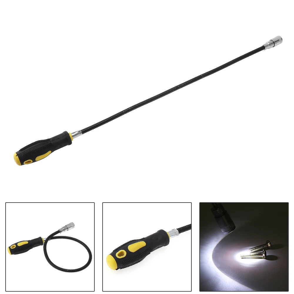 

Magnetic Pick up Tool with Bright LED Light Flexible Spring Magnet Grab Grabber Fingers Prongs for Garbage Pick Up Arm Extension