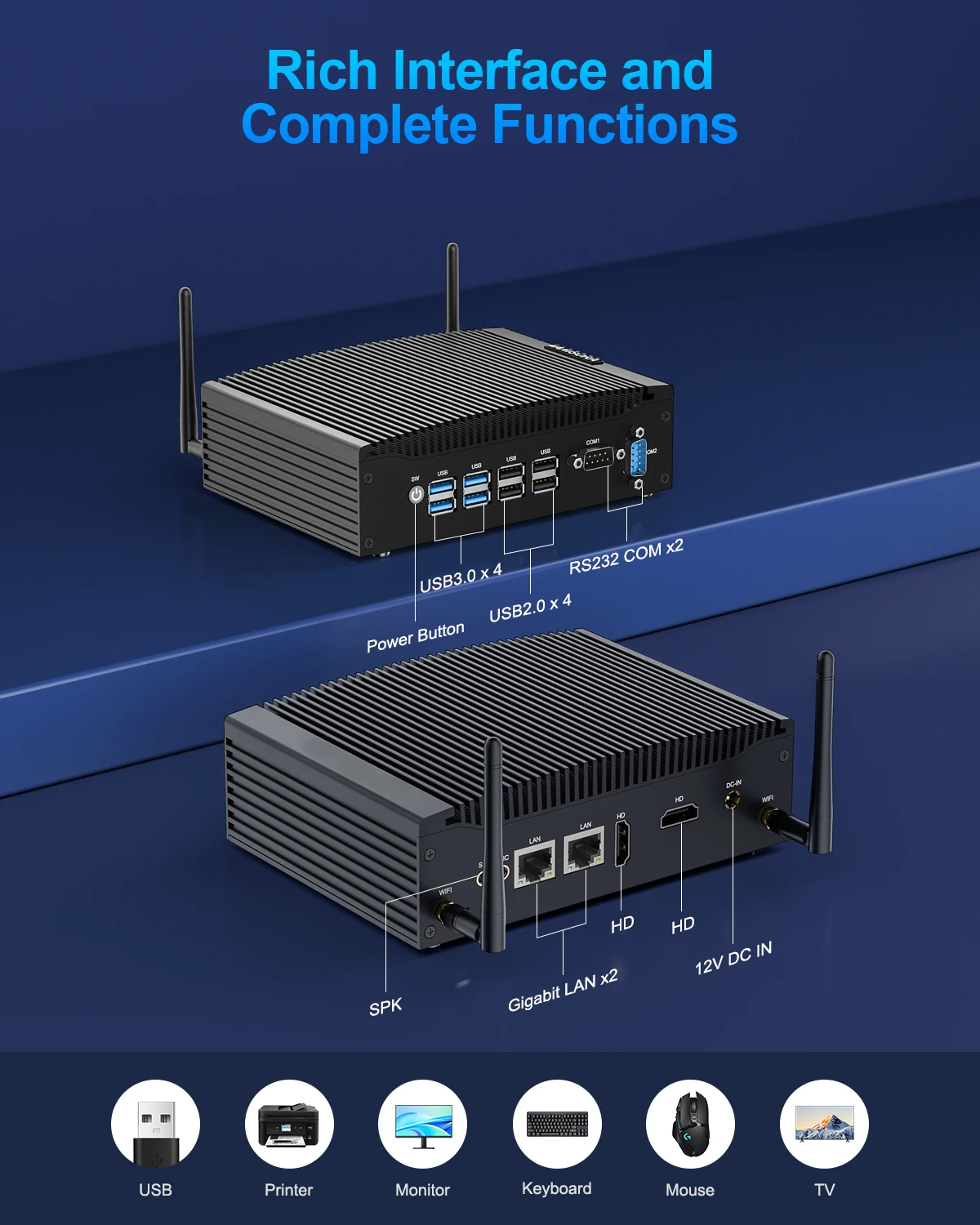 Industrial Control Computer Fanless IPC Mini PC Core i3 1215U Dual LAN DDR5 HD Output Win 11 Pro Automation Machine Vision