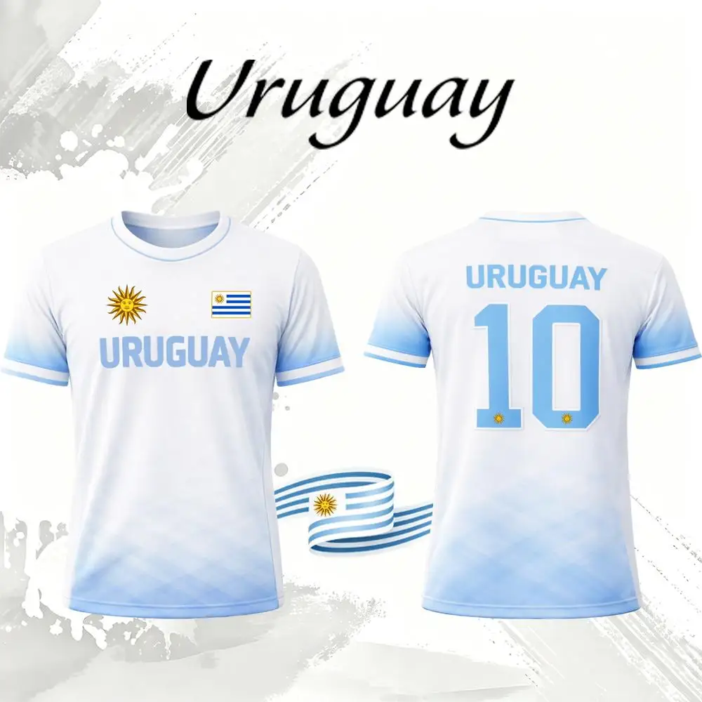

New Uruguay Printed Jersey Men's Summer Breathable Sports Tee Uruguayan Flag Pattern Short Sleeves Men's And Women's Casual Tops