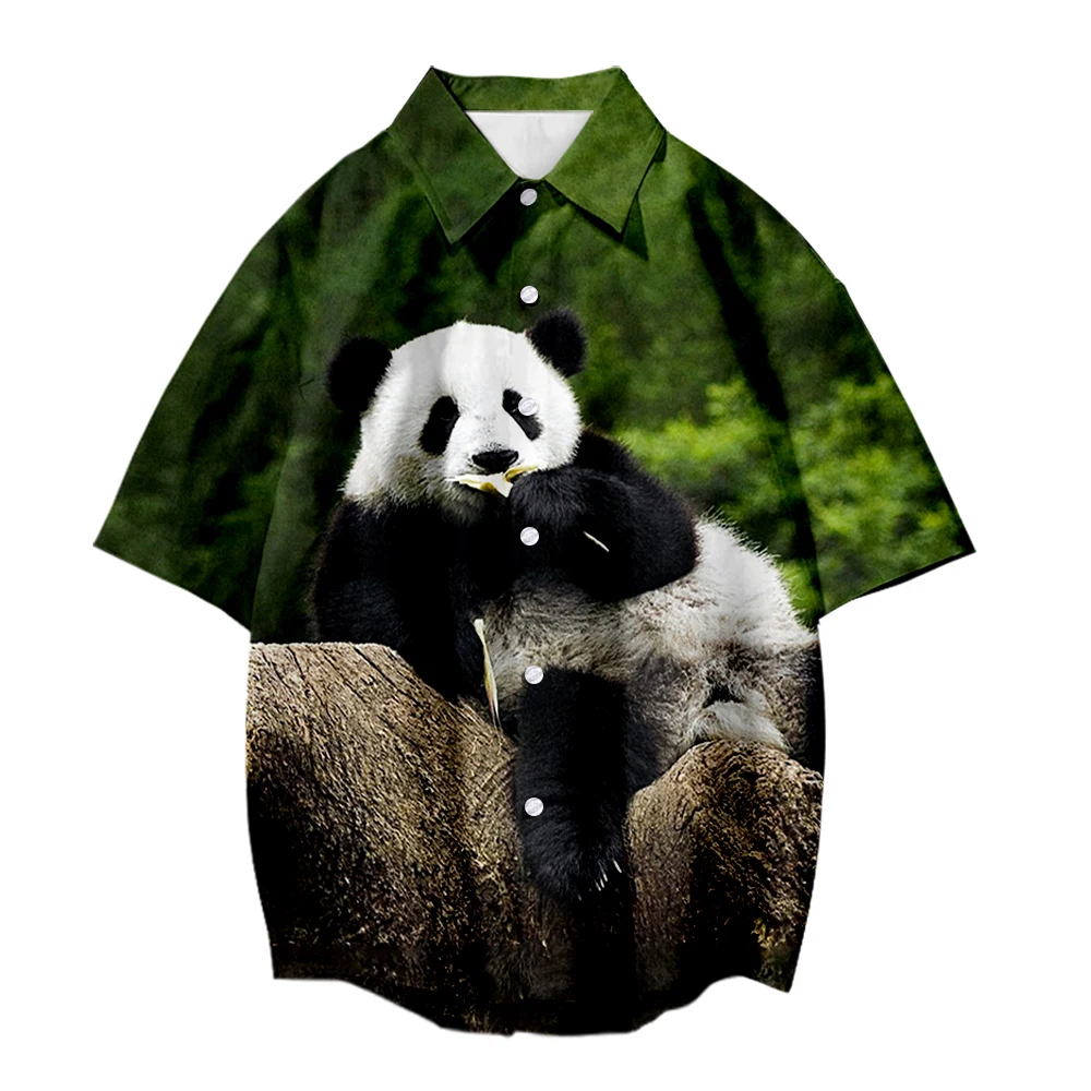 

Fashion Summer shirt Panda Influencer Short Shirt Trend Men 3D digital printing Merch Turndown Collar Casual Shirt