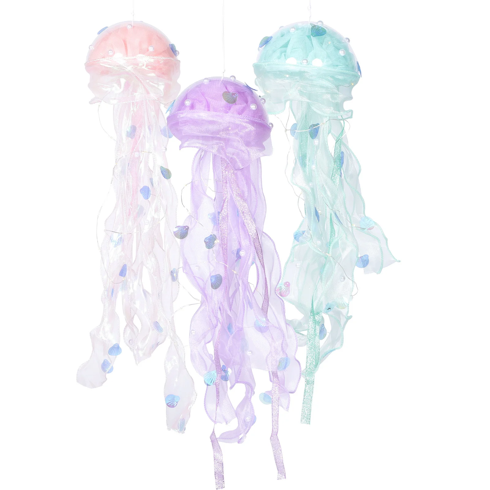 

3 Pcs Decorate Jellyfish Lamp DIY Material Bag Paper Lantern Themed Glue under Sea Decorations Hanging