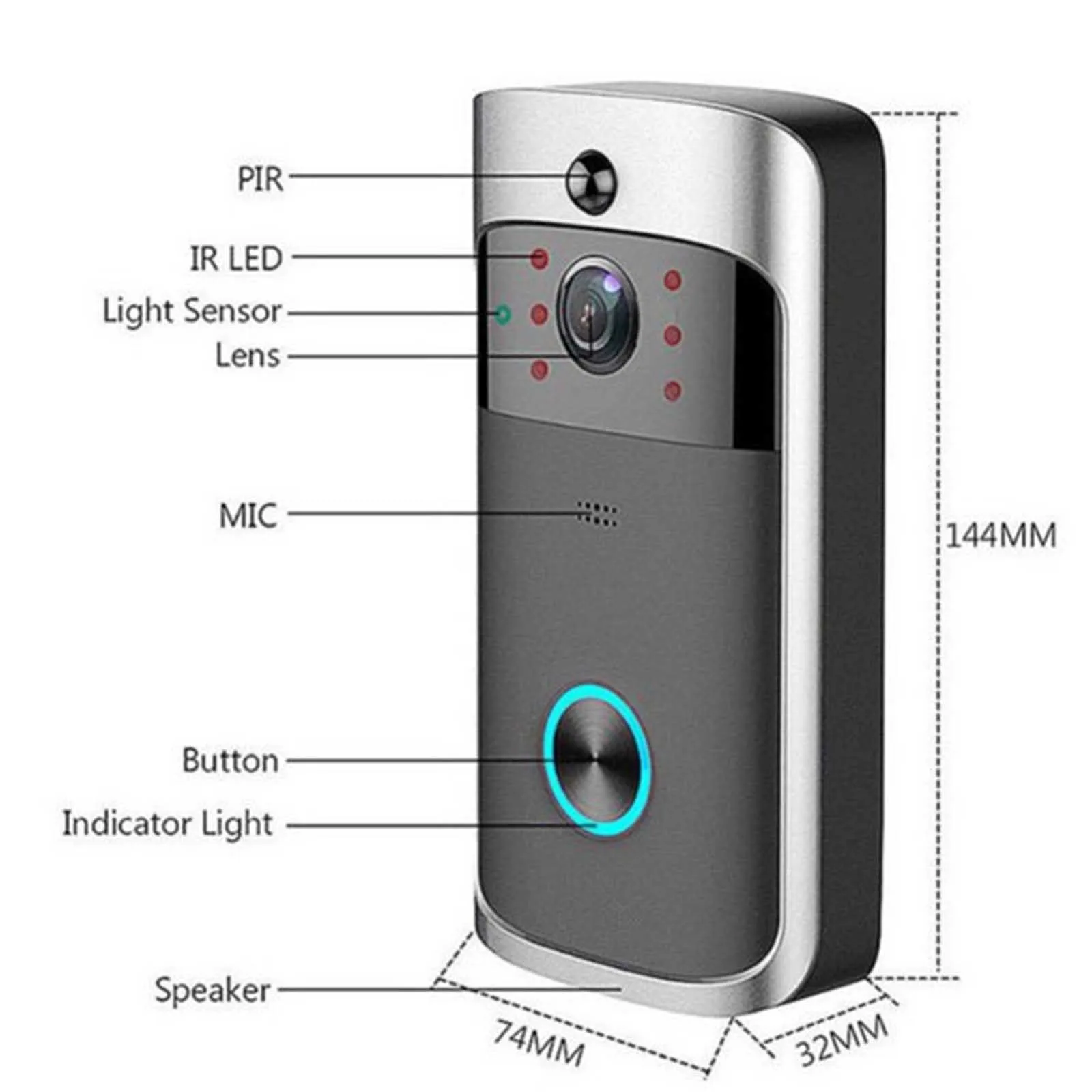 Wireless Doorbell Intercom WiFi Outdoor HD Camera Night-vision Security Door Bell Wireless WiFi Security Phone Bell 720PHD