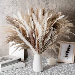 80 pçs natural secado pampa grama buquê, boho casa decoração buquê, phragmites flores secas, buquê para casamento ramadan decoração