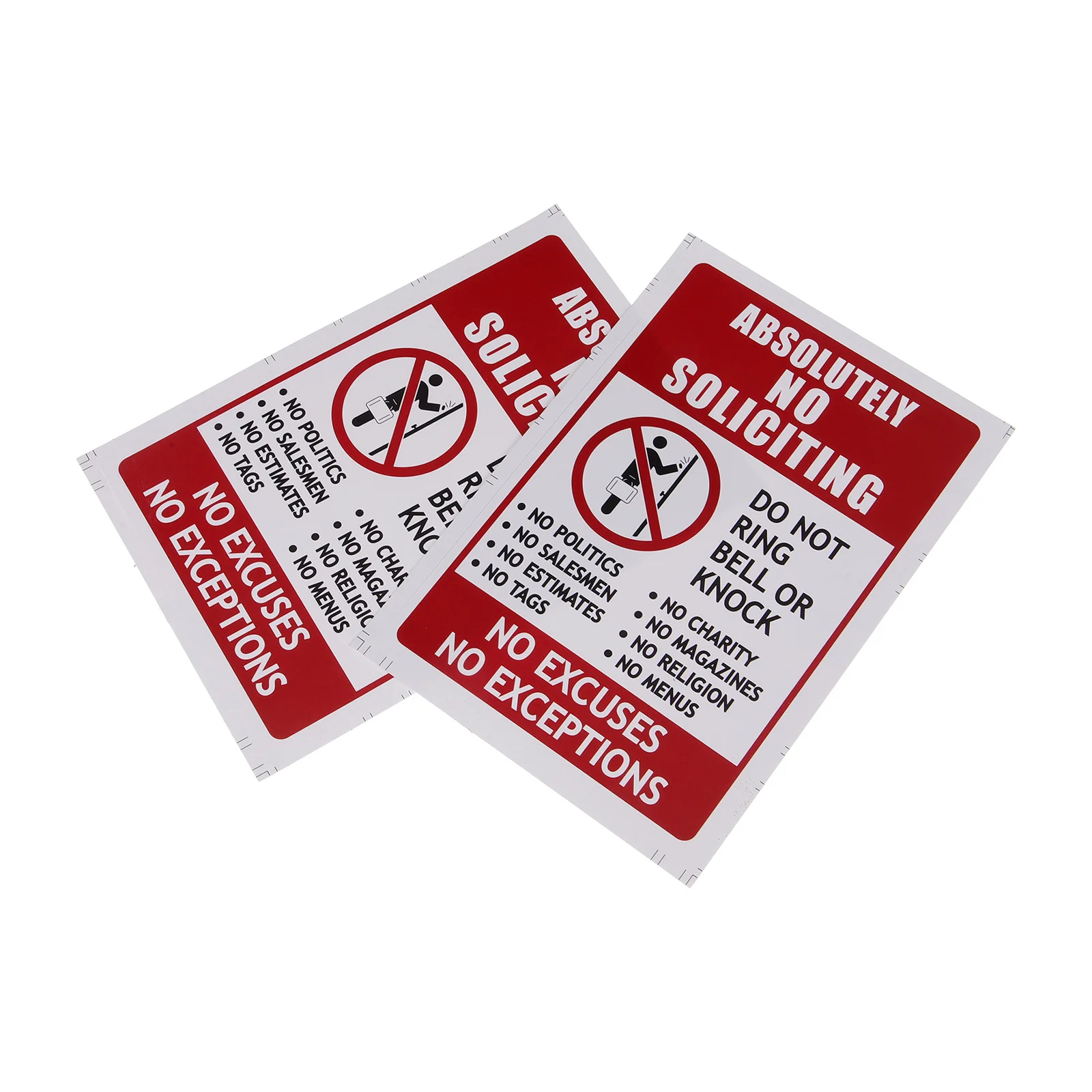 2pcs Soliciting Sign Sticker Pvc Adhesive Waterproof For Door Front Yard Home Security Decal No Knocking No Solicitation Signs