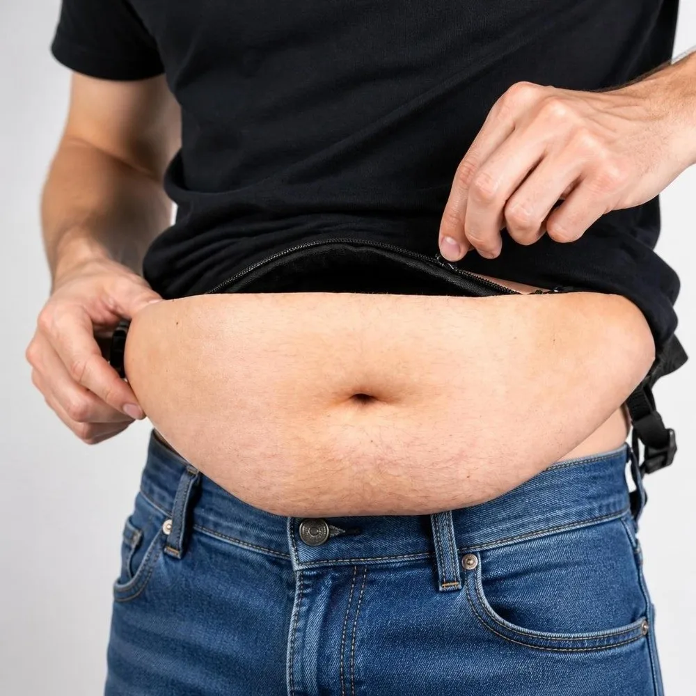 Novelty 3D Belly Bum Pouch Flesh Color Dad Bod Style Waist Bag Fat Belly Shape Zipper Closure Belt Bag for Men