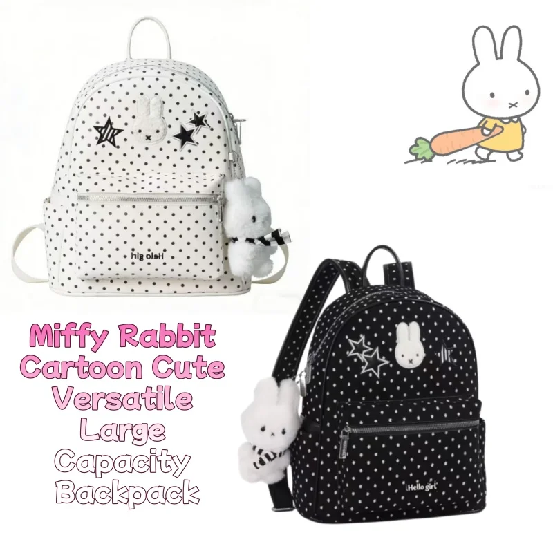 

Miffy Rabbit cartoon cute polka dot versatile couple best friend gift large capacity backpack