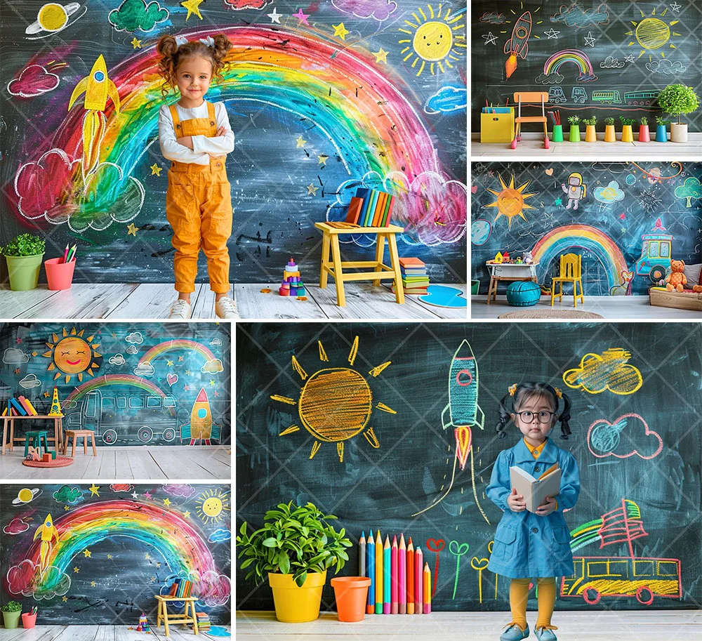 Mehofond Photography Background Back To School Chalkboard Classroom Children Birthday Party Portrait Decor Backdrop Photo Studio