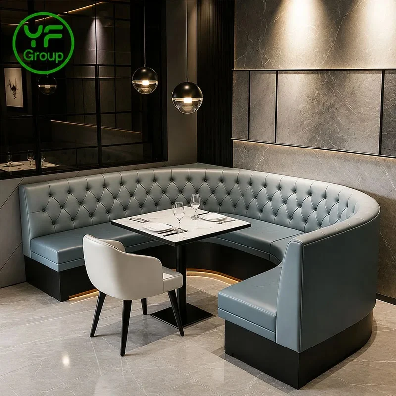 Modern Luxury Comfortable Leather Restaurant Furniture Booth Seating Tufted Button Back Banquette for Hotel bar Hotel