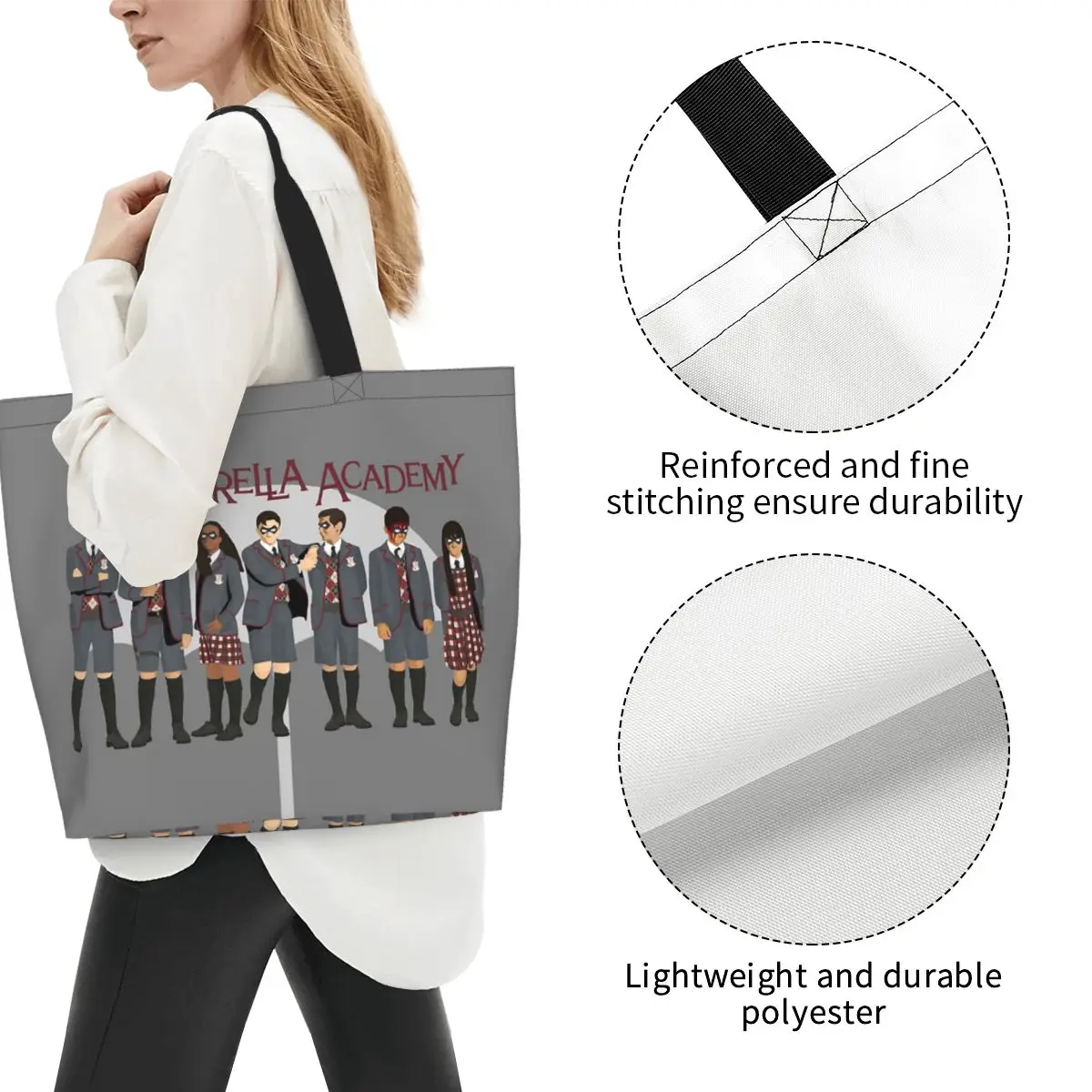 The Umbrella Academy Group Shopping Tote Bag Canvas Large Capacity Shoulder Bags Shopper Grocery Handbag for Women