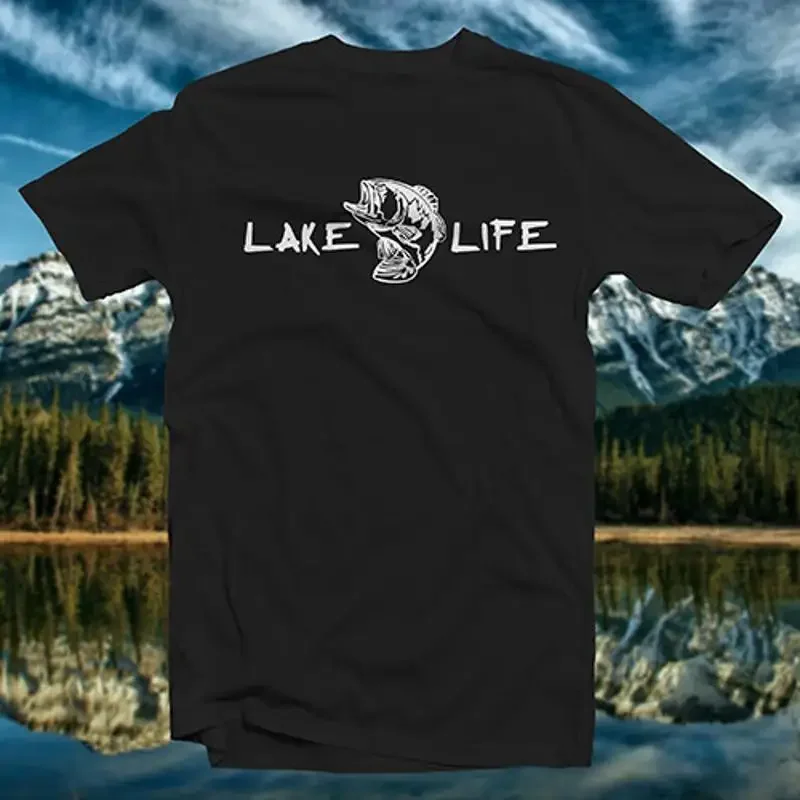 Lake Life 11 Bass Cotton T Shirt Outdoors Nature Naturalism Water Worship Boat