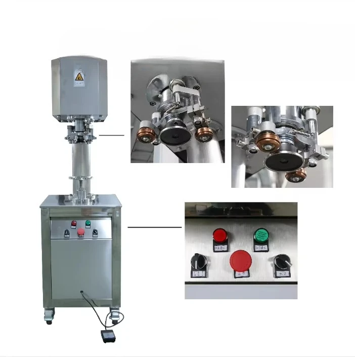 Semi-automatic food/beverage can sealing machine for aluminum/paper/polyester cans