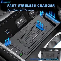 Fast wireless charging pad For Hyundai Tucson 2015-2018 phone charger mount mobile holder usb port quick charge accessories