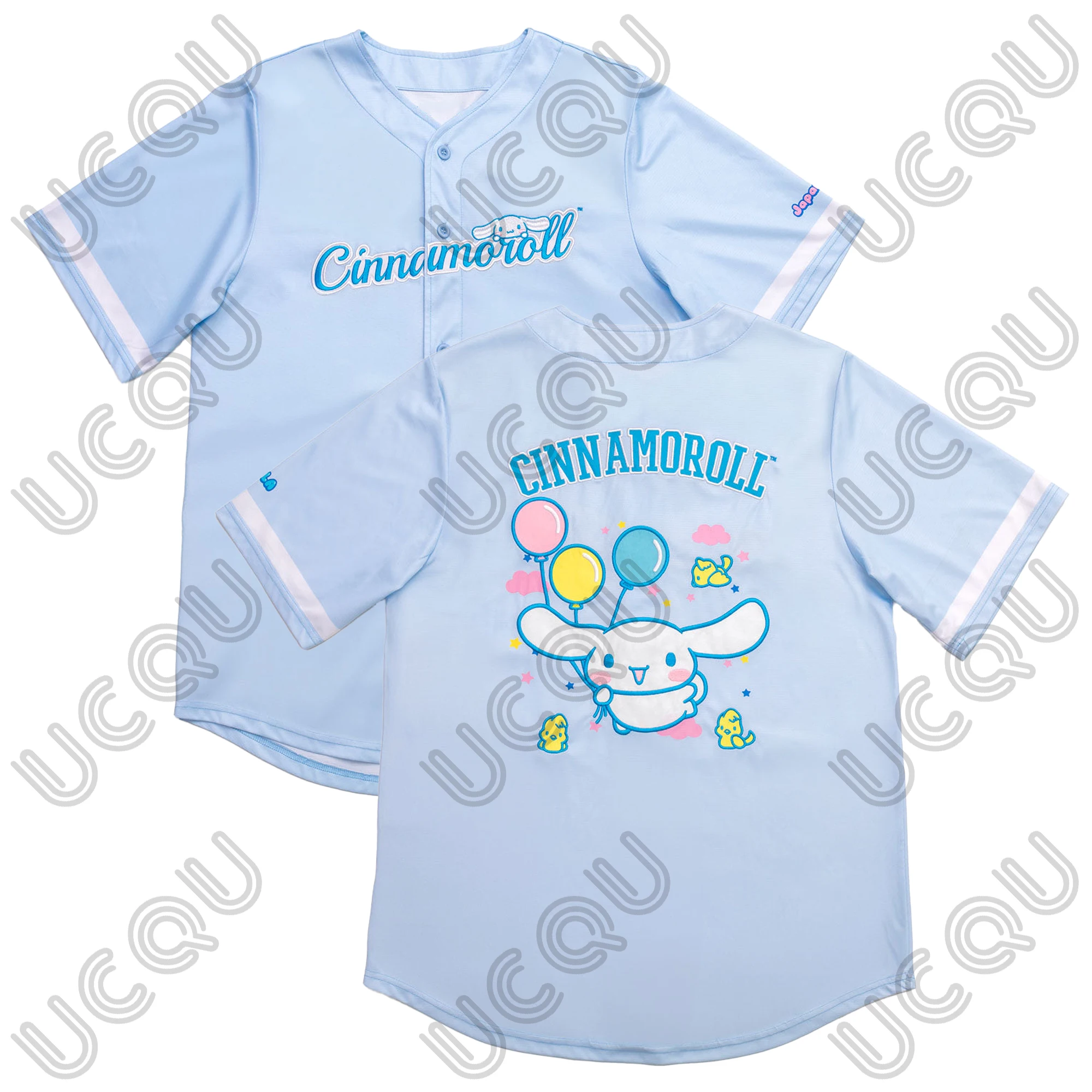 

MINISO 2024 New Baseball Jersey Cute Cinnamoroll Printed Kids Adults Fashion Cartoon Buttons Baseball Uniform Kids Tops Clothing