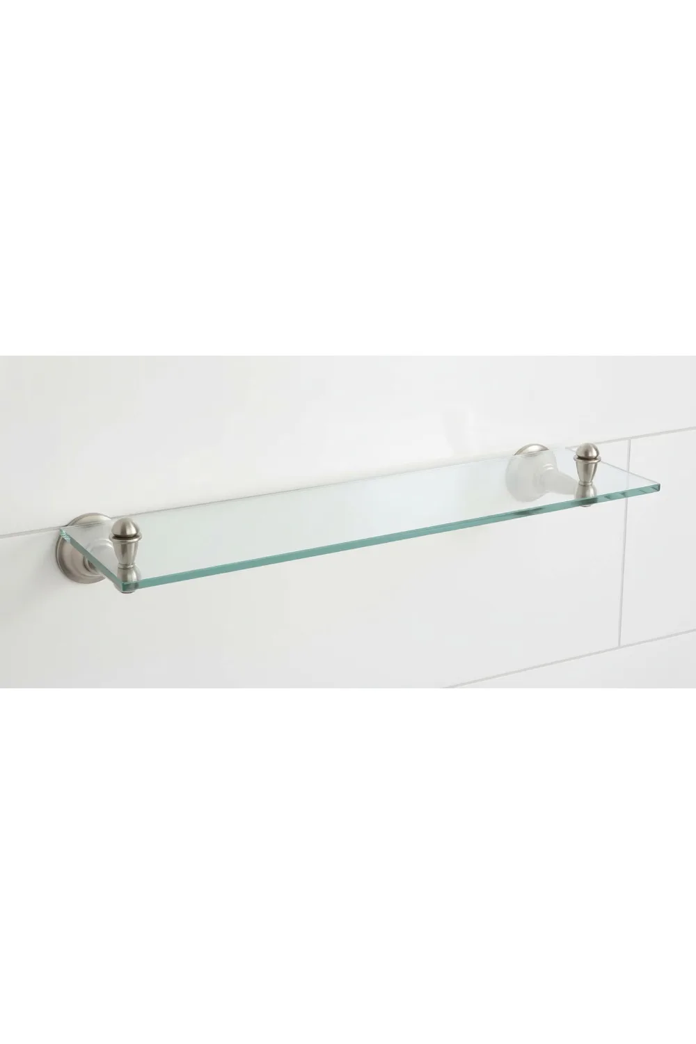 

Modern Brushed Nickel Glass Bathroom Shelf 22.75" Wide x 5" Deep - Versatile Vanity Organizer for Towels & Decor