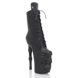 IDEAL MA new 20cm scarpe da pole dance con tacco super alto suole scheletro stivaletti neri opachi stivali da pista da palcoscenico