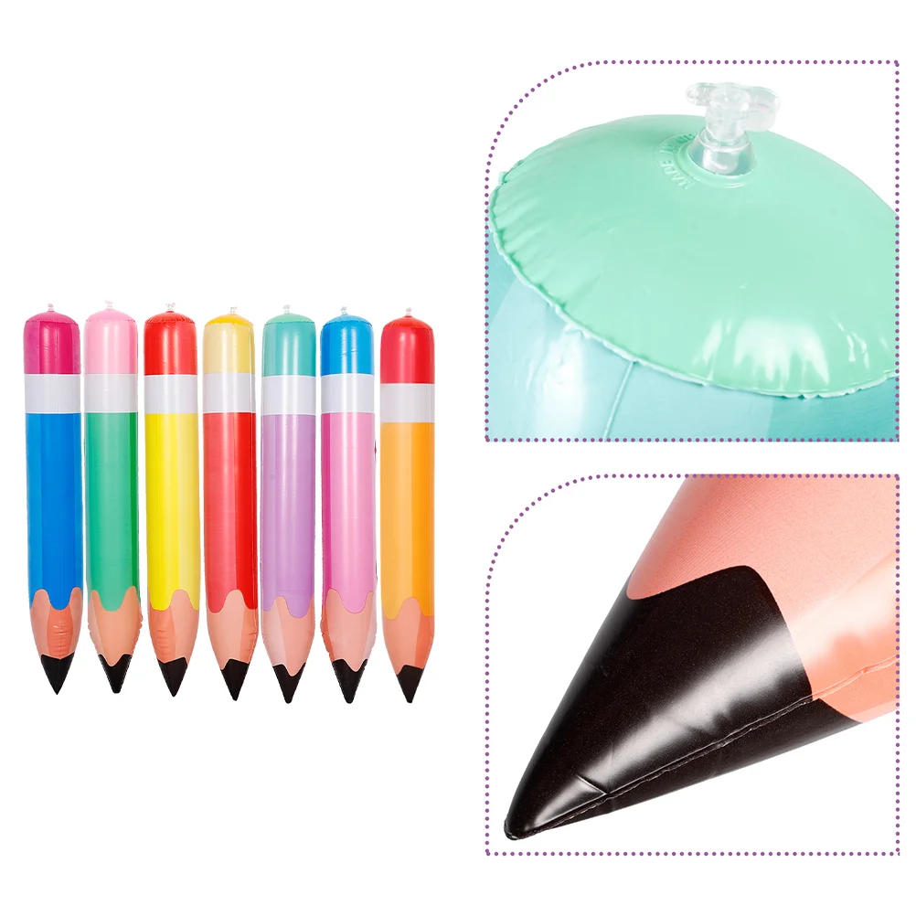 7 Pcs Inflatable Pencil Blow up Balloon Kit PVC Back to School Pencils Extra Large Toys