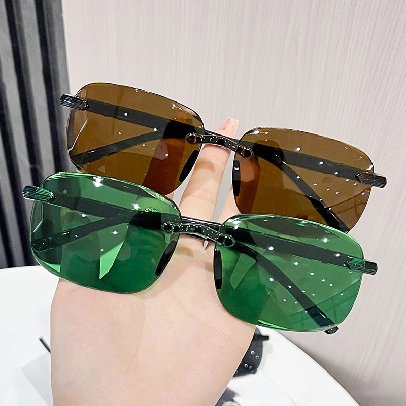 Rimless Stylish Trendy Sunglasses Minimalist Daily Casual Sun Glasses Accessory PC Everyday Eyewear