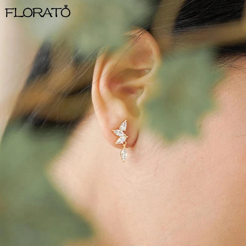 925 Silver Needle Palm Tree Hoop Earrings for Women Pave Colorful Crystal Coconut Tree Earrings Chilli Pendant Earrings Jewelry