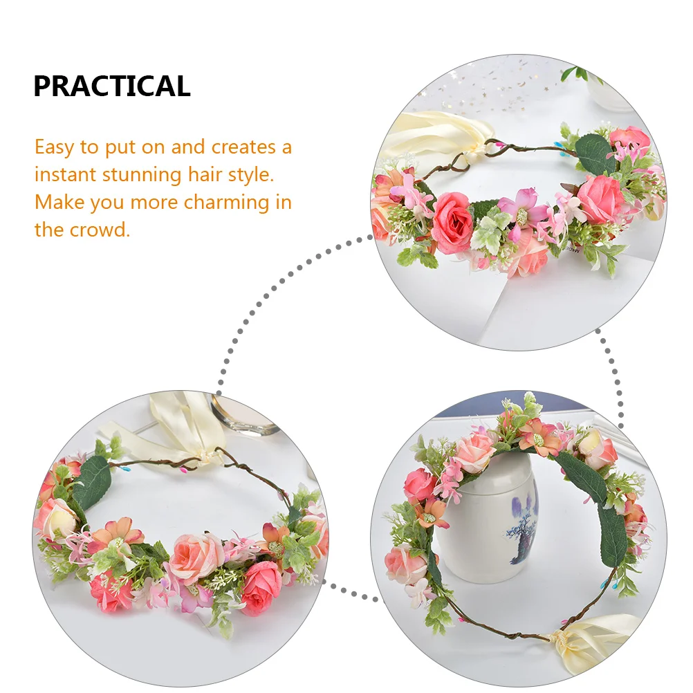 

Flower Crown Headb Women Bridal Hair Accessories Wedding Party Flower Headdress Floral Crown Hair Wreath Bride Headpiece