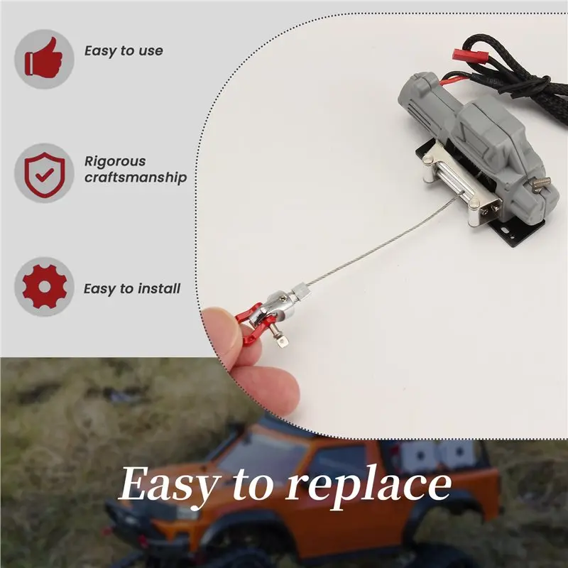 YSUN-New 1/10 Scale Car Model Climbing Car Rescue Metal Winch With Multifunctional Remote Control For 1/10 RC Crawler Titanium C