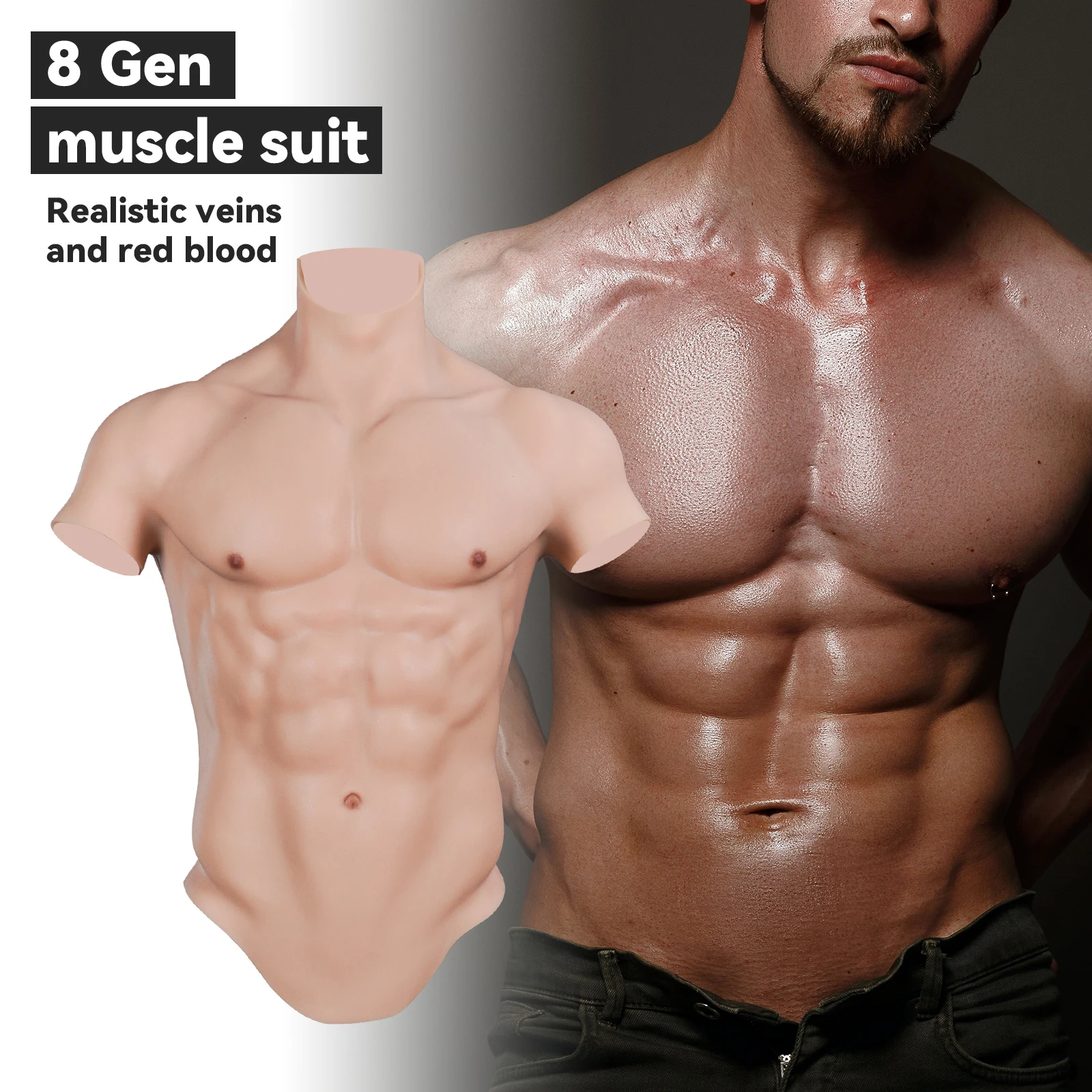 

CYOMI Artificial Silicone Muscle Suit Male Fake Chest Bodysuit Macho Belly Abs for Transgender Crossdressing Cosplay Costumes