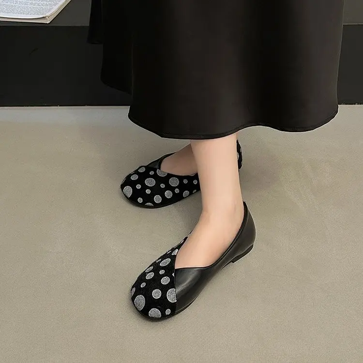 Frühlings-Neuheit: Damen-Flachschuhe mit Runder Spitze, Gepunktetem Wildleder, Bequeme Alltags-Loafer für Büro und Straße – Detail 27