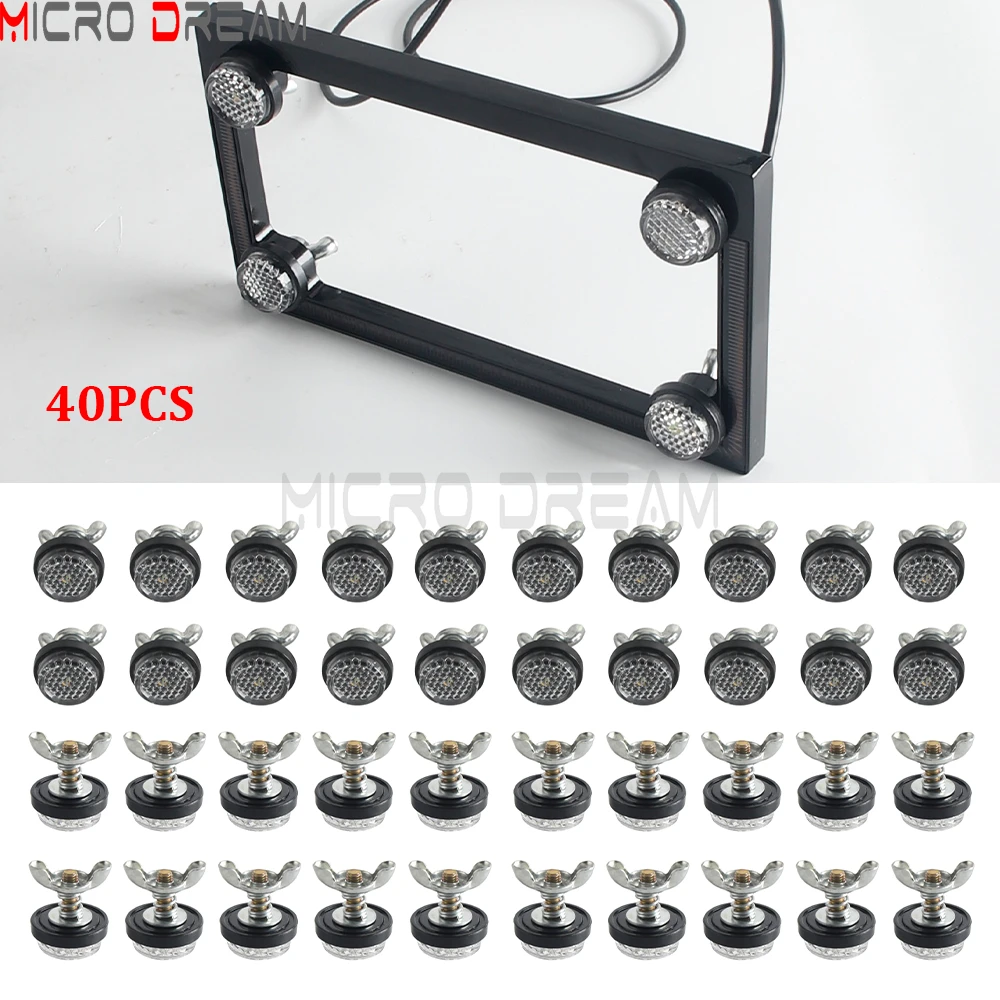 40PCS Reflective License Plate Screws License Plate Reminder Reflector Bolts Nut Universal For Vehicles Motorcycle Trunk Bicycle
