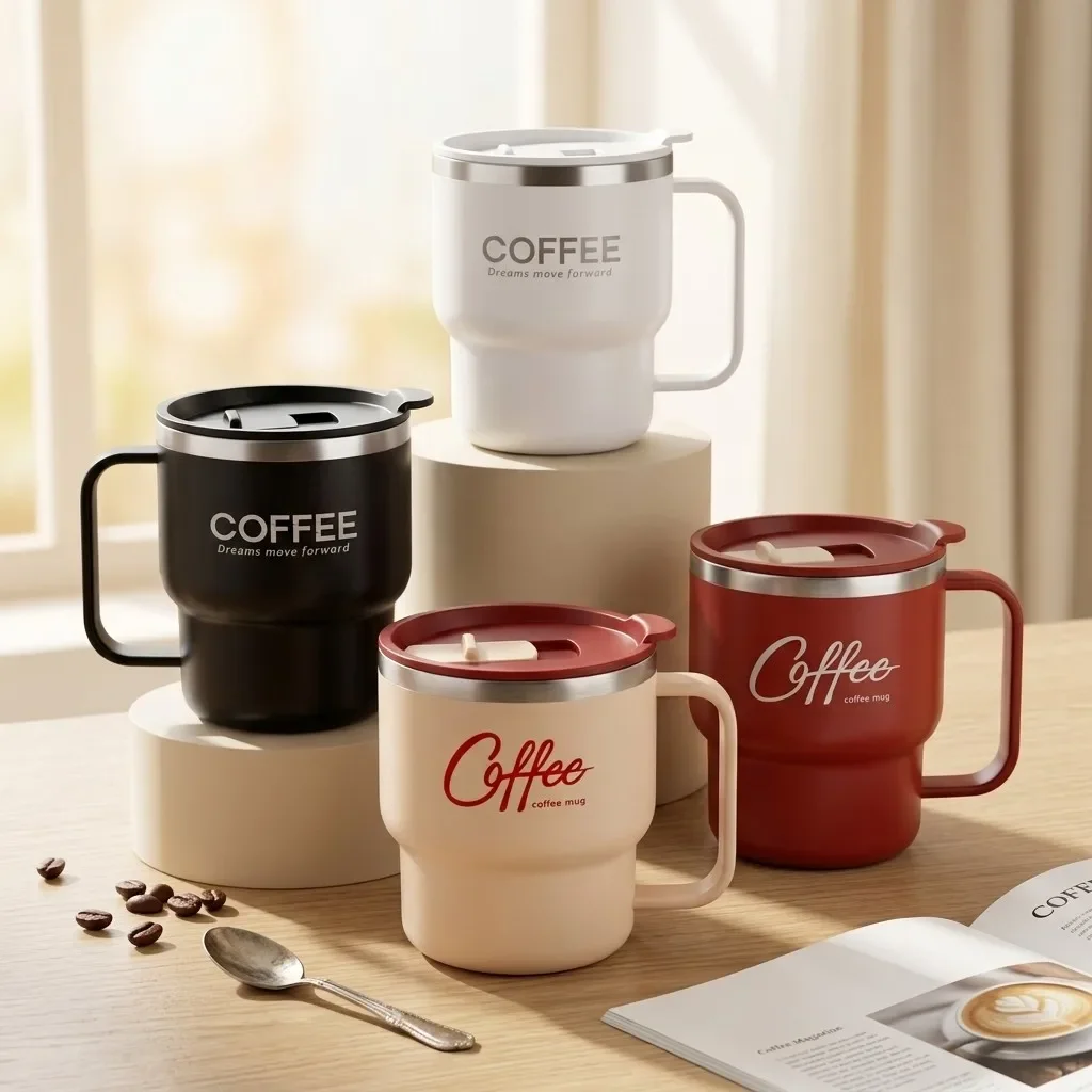 304 Stainless Steel Coffee Cup Portable Double Wall Insulated Anti Scalding Milk Coffee Mug Sealed Leak-proof Office Water Cup