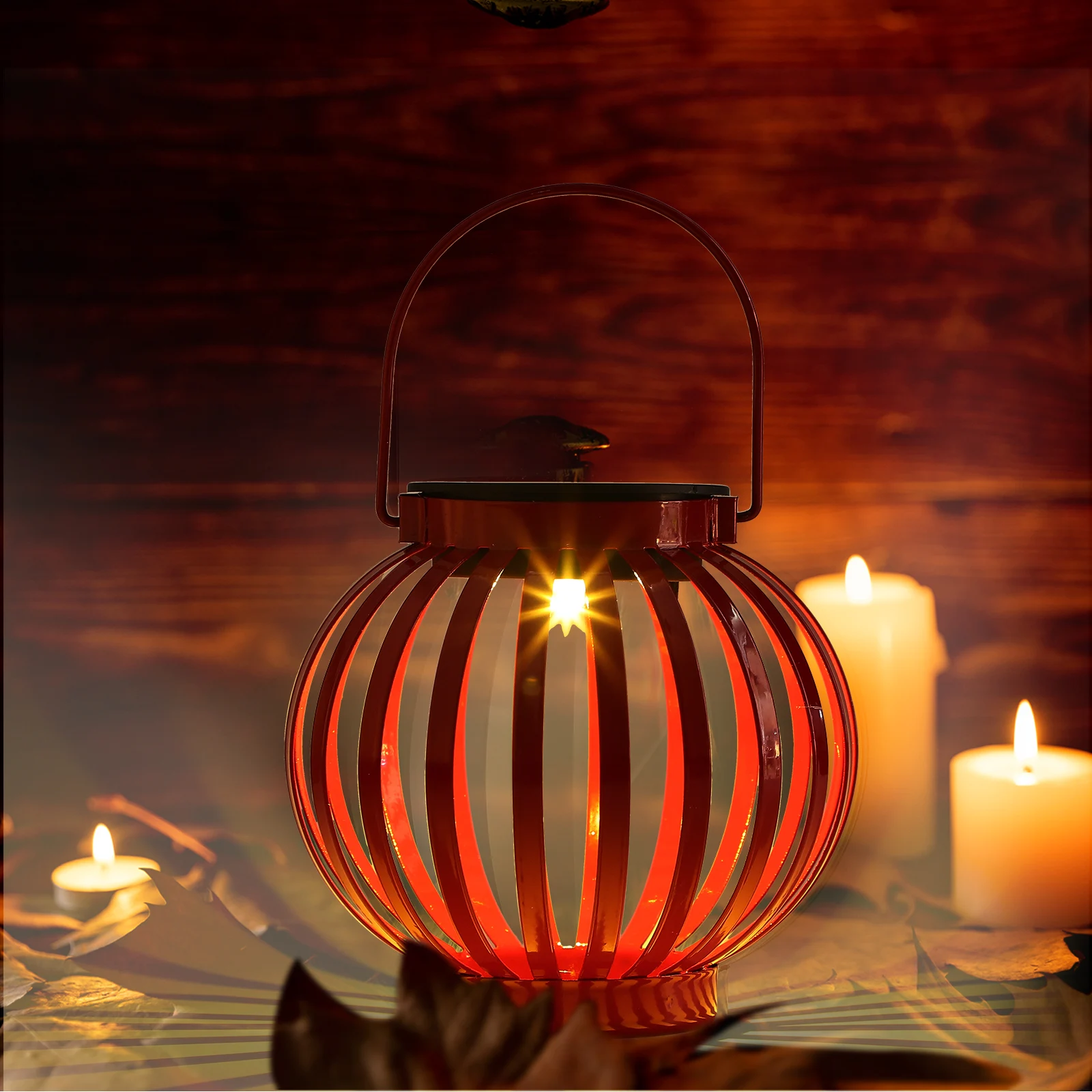 

Flame Light Lantern Outdoor Lamp Landscape Pendant LED Lights Red Iron Solar Charging Energy Saving Waterproof Durable Hanging