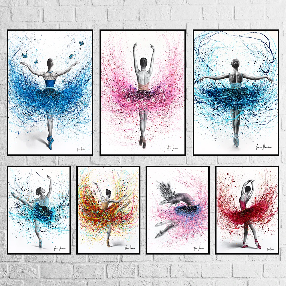 Abstract Colorful Ballet Dancing Girls Canvas Painting HD Modern Dancers Posters Wall Art Home Living Room Decor Birthday Gifts