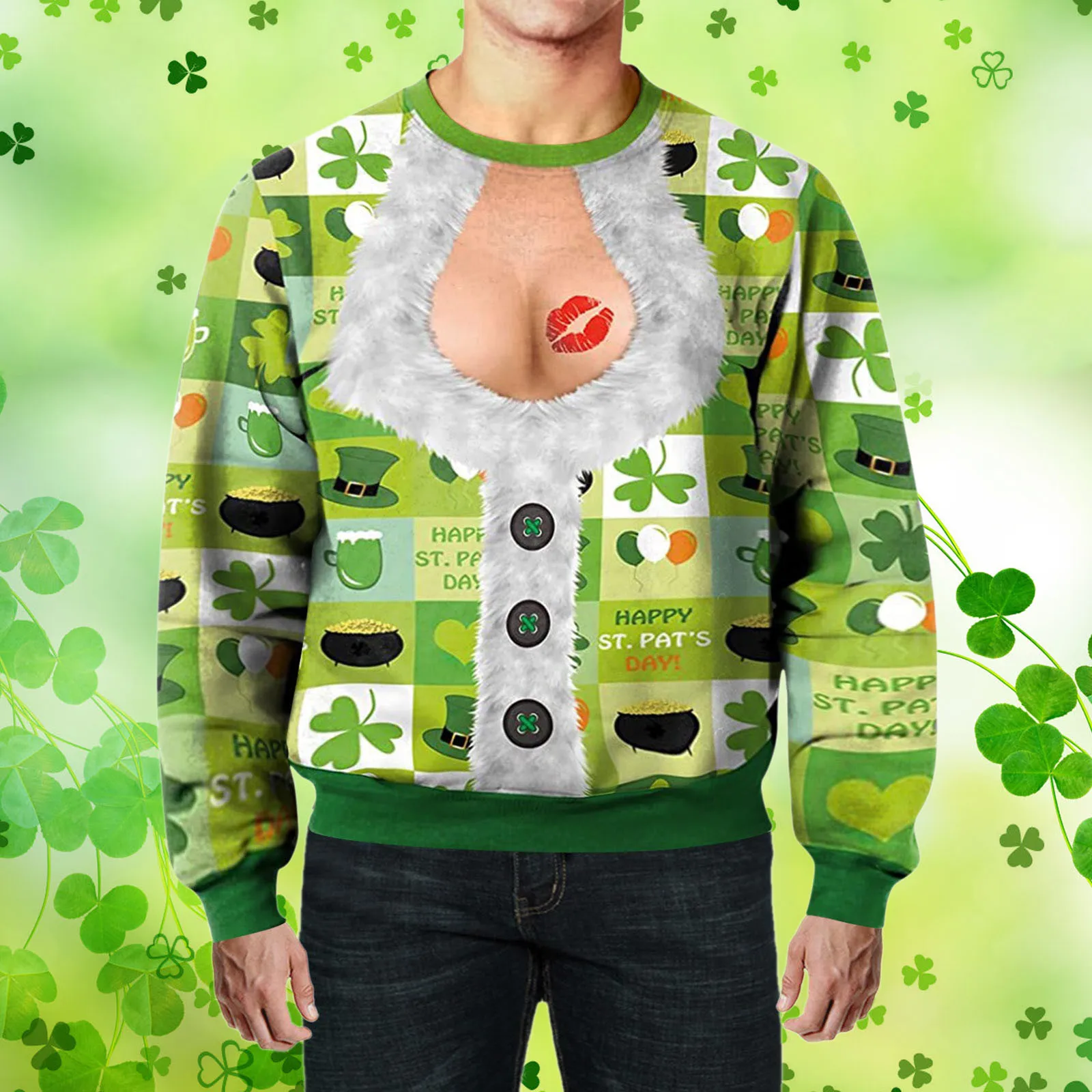 Men's T-shirt Novelty tee tee-shirt Irish-National-Day T-shirts Hilarious women St-Patrick-Day Tops Green Clover funny camisas