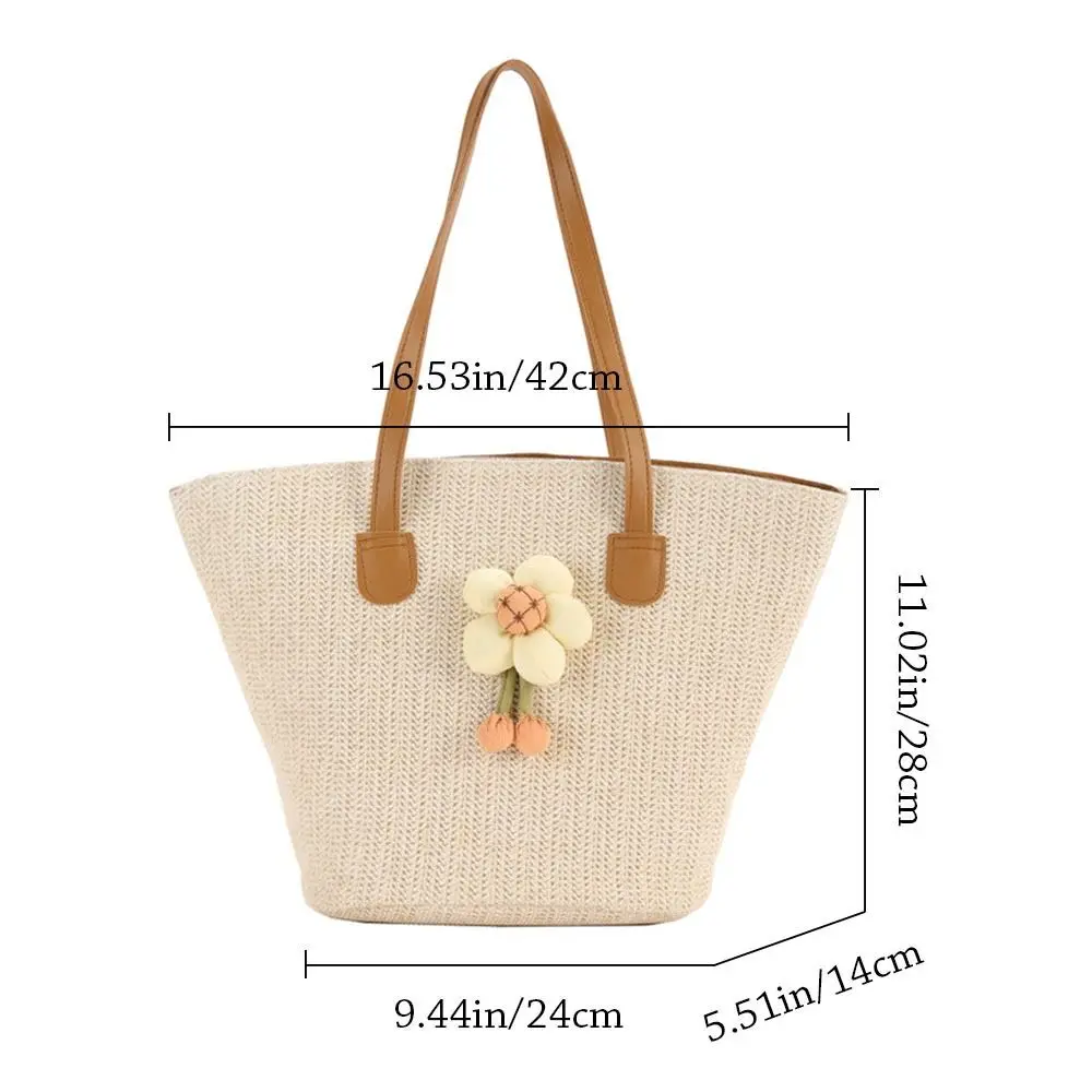 Beach Straw Shoulder Messenger Bag Women Bohemian Summer Woven Bucket Shoulder Handbag Handmade Crossbody Bags For Women