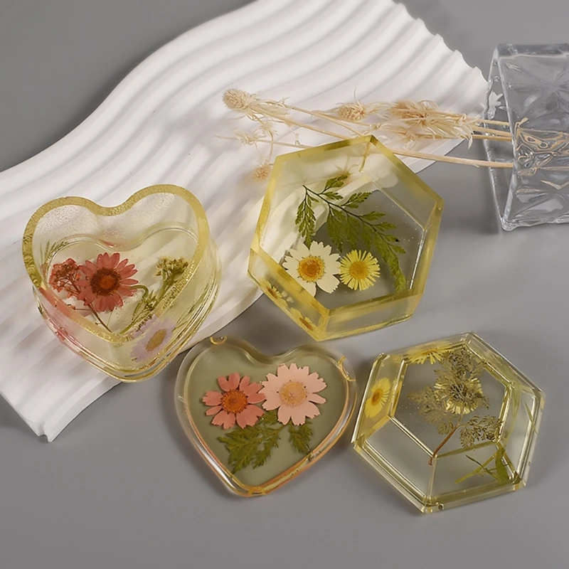 DIY Crystal Epoxy Resin Jar Mold Storage Box Lid Silicone Mould for DIY Jewelry Making Candy Box Container Casting Tool