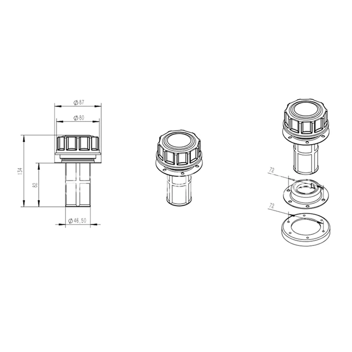 Tapa del tanque de combustible del generador A07I de 87 mm, cubierta de llenado de combustible para grupo electrógeno y piezas de automóvil, sellado y compatibilidad mejorados