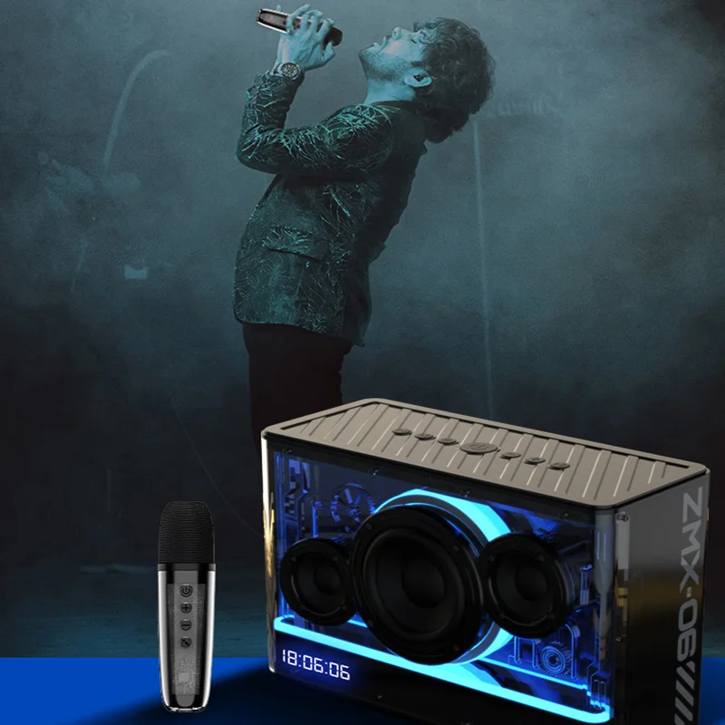 الراقية JK-06 سطح المكتب سمّاعات بلوتوث RGB الضوء البارد اللاسلكية عالية الجودة باس الصوت بطارية يده ميكروفون لاسلكي