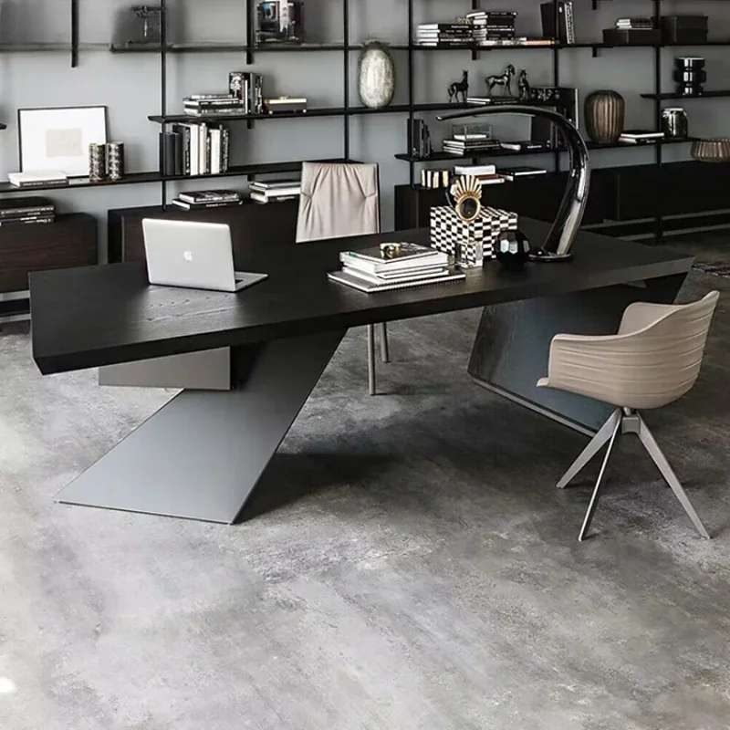 

Wrought-iron wood desk, computer desk, loft, industrial style, boss table, president table, manager table, drawer desk, simple