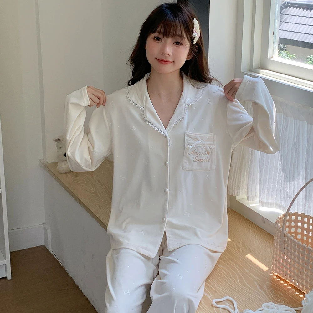 

Pajama Sets Women All Season Plain Collared Funny Vintage Bamboo Nightwear Homewear Daily Sleeping Home Comfortable Cool Soft OL