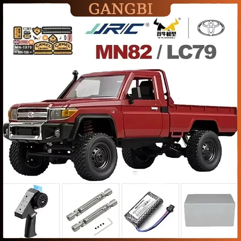 Mn mn82 1:12 carro rc retrô com luzes led simulação em escala completa lc79 profissional 4wd captador de controle remoto brinquedos modelo de caminhão rc