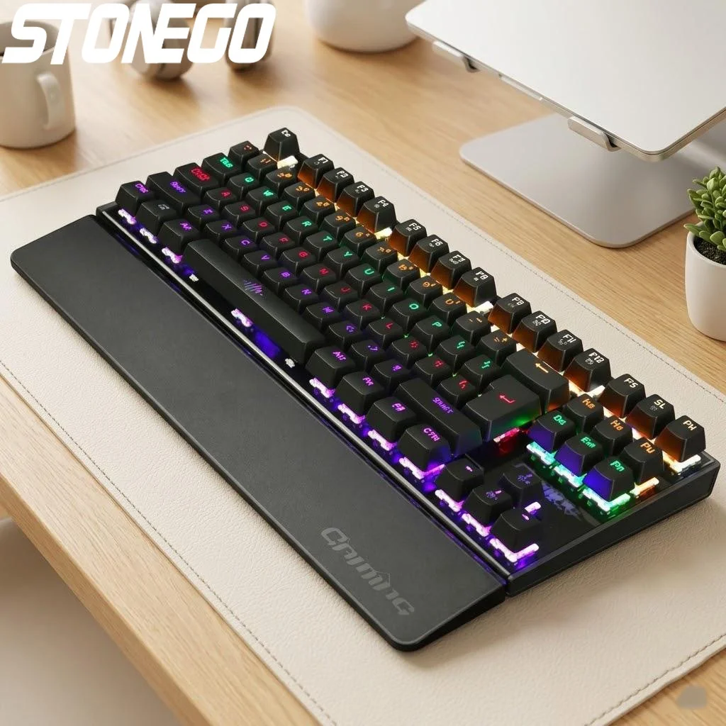Mechanical Gaming Keyboard USB Wired 26 Keys Anti-ghosting LED Illuminated Backlit Keyboard for Gamers