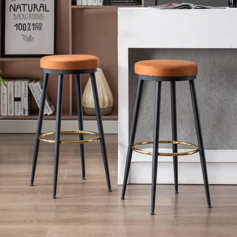 Set di 30 sgabelli da bar, sgabello da bancone moderno senza schienale con poggiapiedi dorato, comodo e imbottito in velluto, barra in metallo