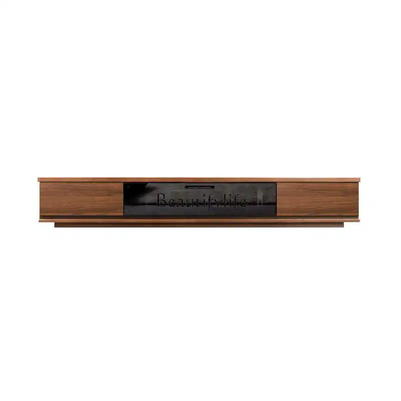 Black walnut TV cabinet Nordic simple white oak glass audio-visual cabinet