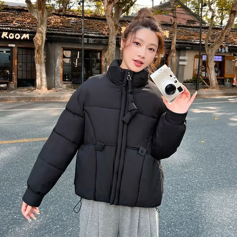 New Womens Down Cotton Jacket Short Fashion Autumn Winter Thicke Warm Padded Jacket Stand-up Collar Female Casual Cotton Clothes
