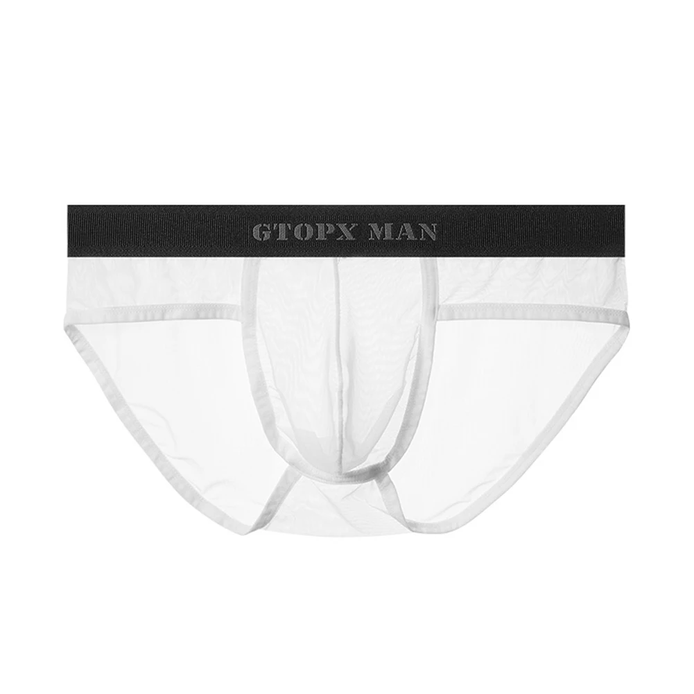 Sexy Mens Ice Silk Sheer Briefs Underwear Mesh Bulge Pouch Panties See Through Breathable Scrotum Underpants U Convex