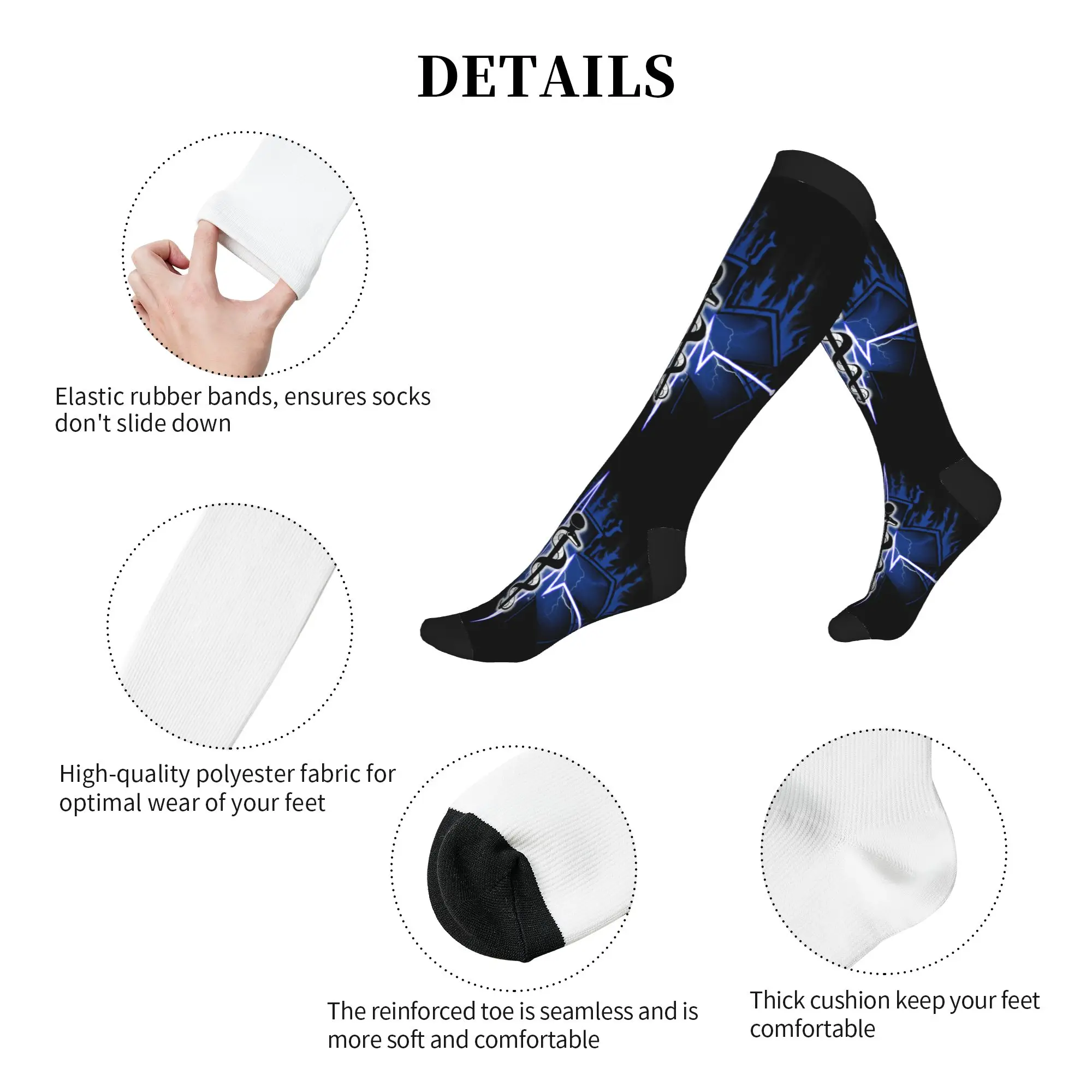 Fashion Emt Star Of Life Logo Socks Women Men Warm 3D Print Paramedic Health Care Sports Basketball Sports Compression Socks view 5