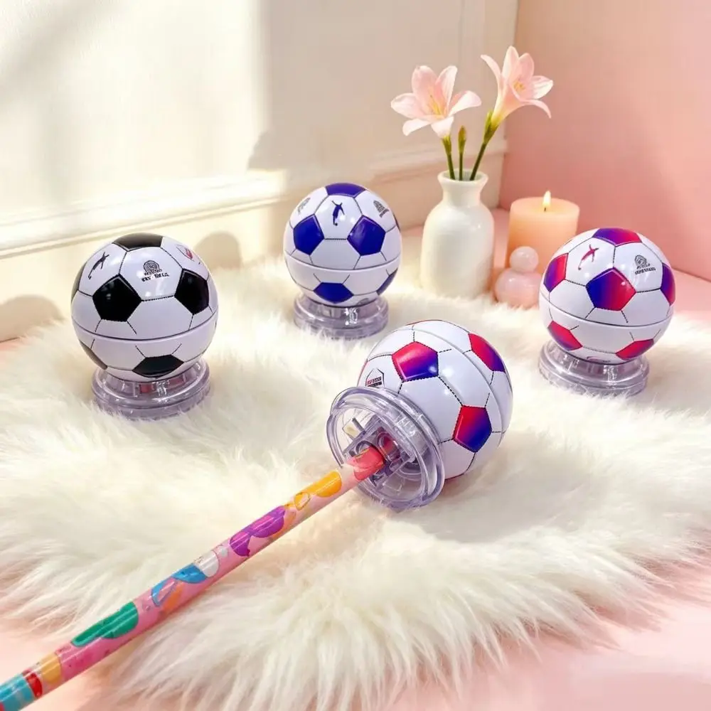 3-Hole Design Manual Pencil Sharpener Adjustable Holes Multi-Size Pencils Football Pencil Sharpener Compact Design Random Color