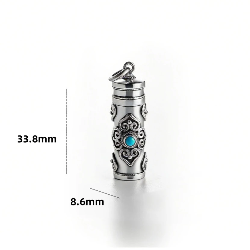Ethnic Style Relief Vajra Pestle Necklace For Men Jewelry Blessing Gau Buddhist Scripture Box Pendant Male Choker Accessories