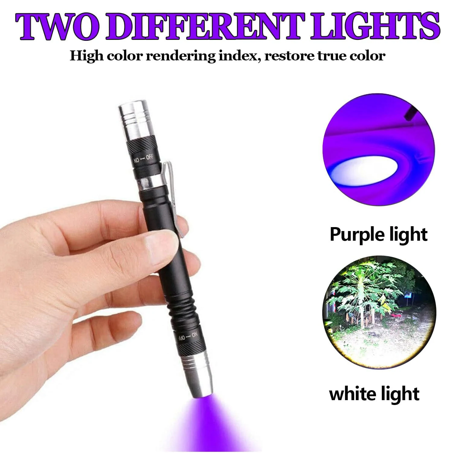 2‑in‑1 UV Pen Flashlight Portable Pocket Torch with UV Black Light & White Light Waterproof Detector for Pet Urine