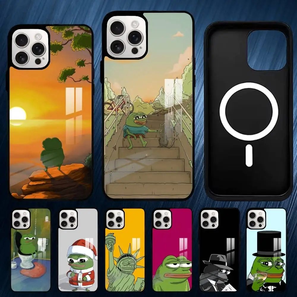 

P-Pepe The Funny Frog Phone Case For iPhone17,16,15,14,13,12,11,Plus,Pro,Max For Magsafe Wireless Charging cover