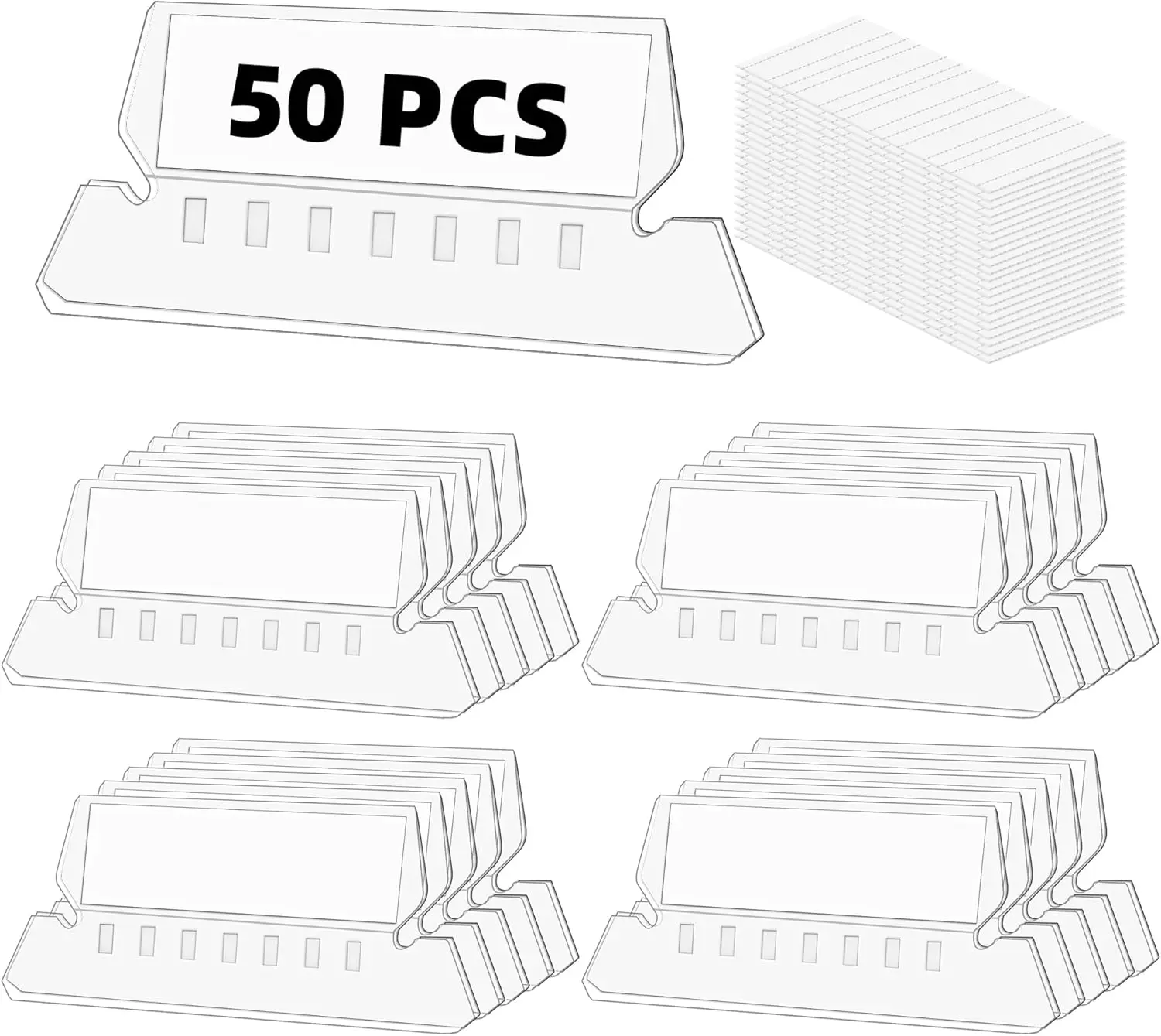 

50 Sets Hanging File Folder Labels with Inserts, Adjustable Tabs for Letter and Legal Size Folders