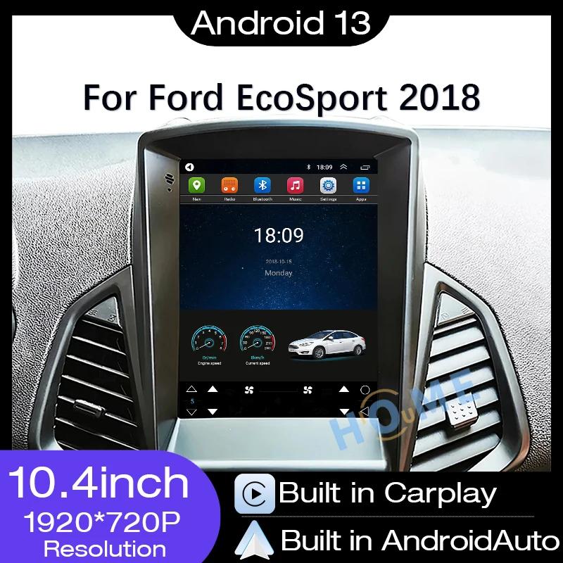 

10.4" Car Radio Snapdragon Android 13 Multimedia Player For Ford EcoSport Eco Sport 2018 Carplay Auto DSP GPS Navi Stereo Host